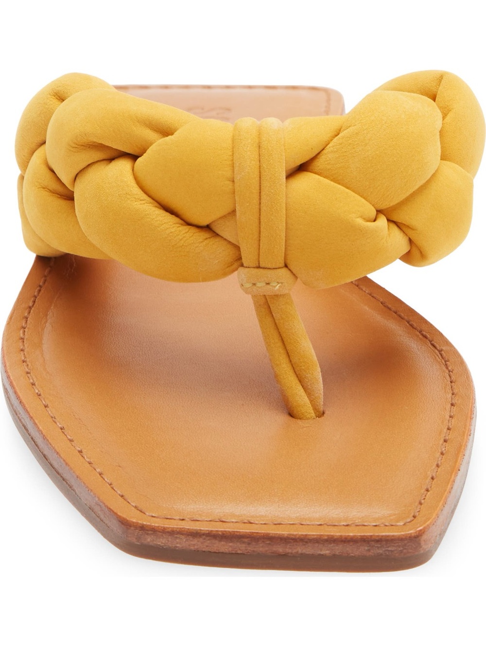 SCHUTZ Braided Yellow Leather Toe-Post Sandal - Picture 4 of 11